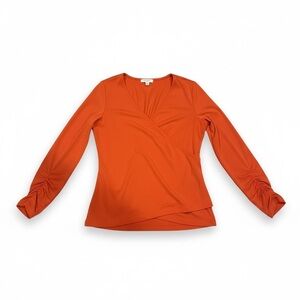 CALVIN KLEIN Chic Orange V-Neck Blouse